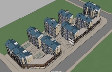居住小区+底层商业，现代风格，7层