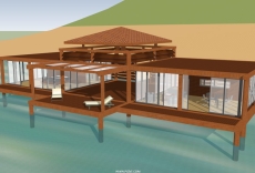 浅滩度假酒店，现代建筑，一层