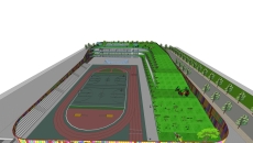 覆土建筑小学校单体school模型