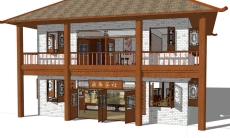 茶楼，古代建筑，两层