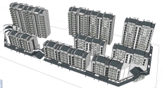 多层小高层住宅小区，底层商业，中国古典风格，7-12层