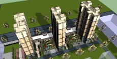 高层住宅及景观，现代风格，30层