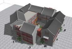卷棚顶古建筑群，中国新古典，2层