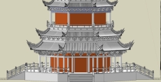 古塔，中国古典风格，8层