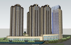 高层住宅和办公楼，现代主义风格，32层