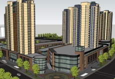 大型带商铺住宅楼，现代建筑，多层