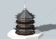 八角阁，中国古典风格，3层