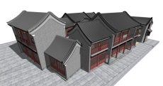 卷棚顶古建筑群，中国古典风格，2层