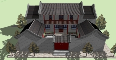 卷棚屋顶民居，中国传统风格，2层