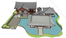 宋代风格古建和园林，中国古典风格，2层